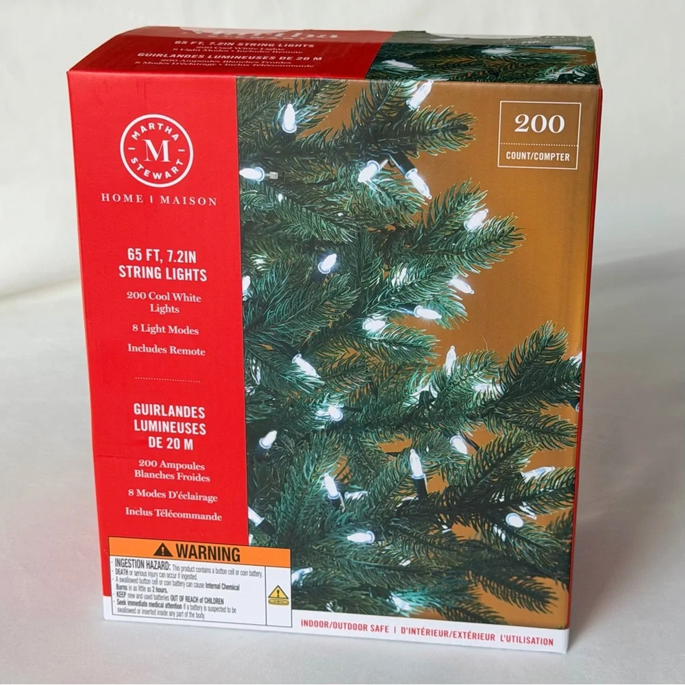 Martha Stewart 200 Cool White Holiday String Lights